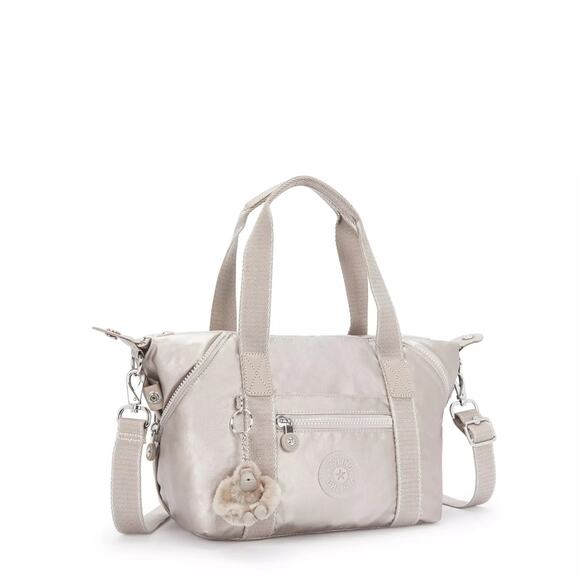 NEW Kipling Mini Tote Bag Purse Metallic Glow Monkey Charm Shoulder Strap Handle - Picture 1 of 16